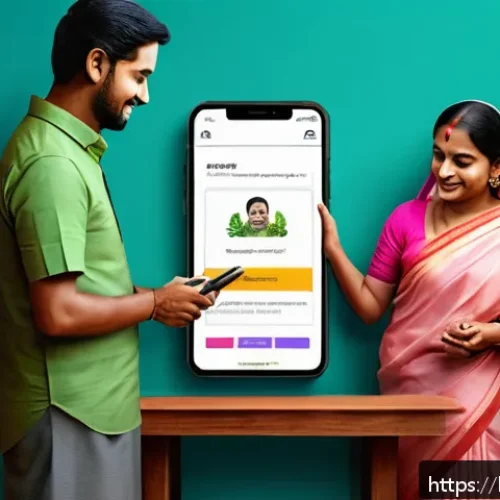 국제송금 서비스 비교 - A detailed digital illustration of a Bengali family using a mobile remittance app on a smartphone, s...