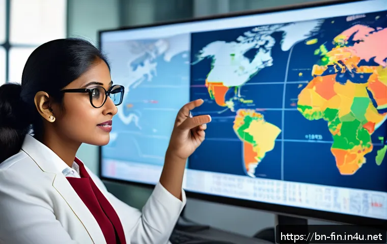 자유무역협정과 환율 관계 - A detailed, realistic illustration of a Bangladeshi businesswoman in a modern office setting analyzi...