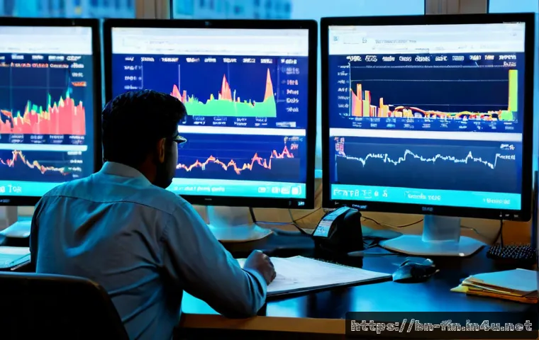 외환 트레이딩의 리스크 - Photorealistic home office scene illustrating foreign exchange trading risk, a concerned Bengali Sou...